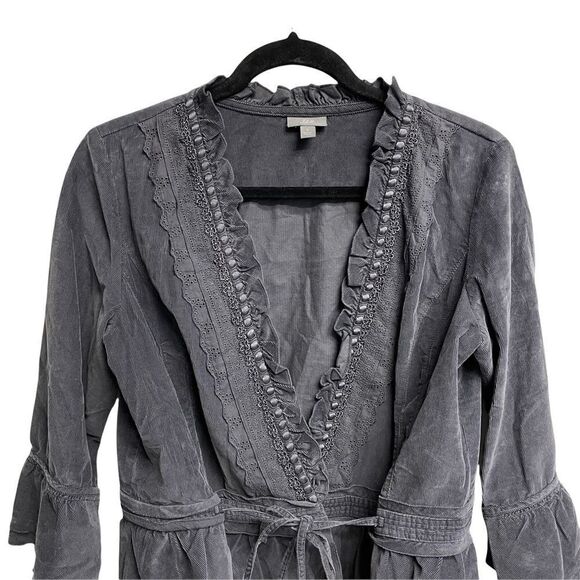 J. JILL Corduroy Wrap Blouse Grey S - Picture 6 of 7